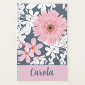 Personalisierter rosafarbener Blumenplaner Planer (Vorderseite)