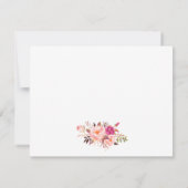 Personalisierter, rosafarbener, floraler Goldrahme Mitteilungskarte (Rückseite)