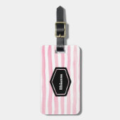 Personalisierter, rosafarbener Streifen Gepäckanhänger (Vorderseite vertikal)