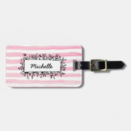 Personalisierter, rosafarbener Streifen Gepäckanhänger