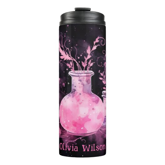 Personalisierter rosafarbener Teller Thermosbecher (Vorderseite)