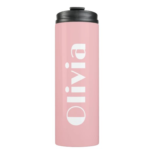 Personalisierter rosafarbener Wärmeleiter Thermosbecher (Vorderseite)