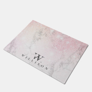 Personalisierter Rose-Glitzer Fußmatte