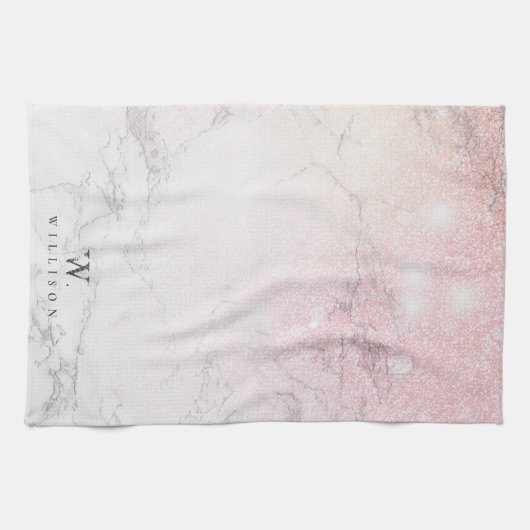 Personalisierter Rose-Glitzer Geschirrtuch (Horizontal)