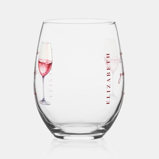 Personalisierter Rosé-Rosa-Wein und Lover-Angebot Weinglas Ohne Stiel (Rechts)