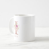 Personalisierter Roségold-Blumen-Initialbuchstabe  Kaffeetasse (Vorderseite Links)