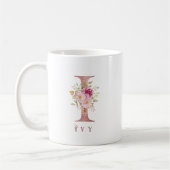 Personalisierter Roségold-Blumen-Initialbuchstabe  Kaffeetasse (Links)