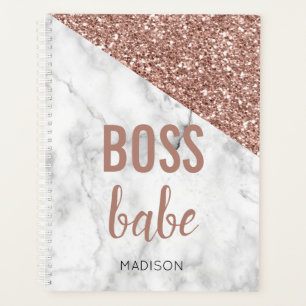 Personalisierter Roségold-Glitter   Marmor-Boss-Ba Planer