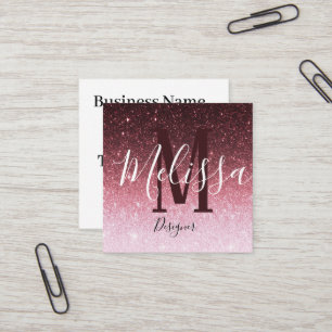 Personalisierter roségoldener Glittergradient Quadratische Visitenkarte