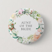 Personalisierter Rosen-Grünpflanzen-Blumengirlande Button (Vorderseite)