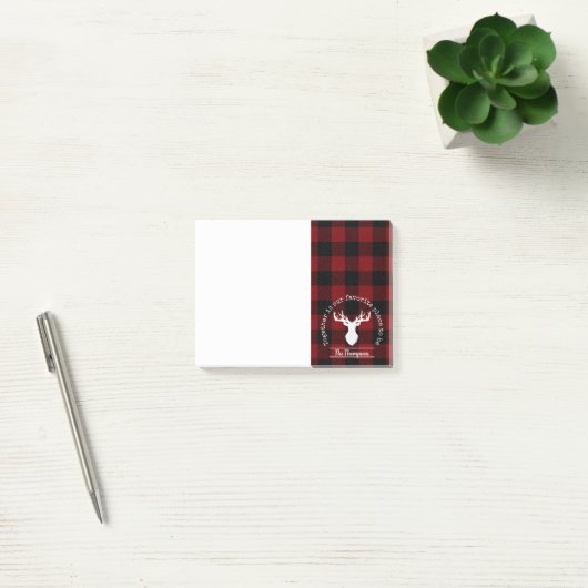 Personalisierter Rot-Schwarz-Buffalo-Karo Post-it Klebezettel (Büro)