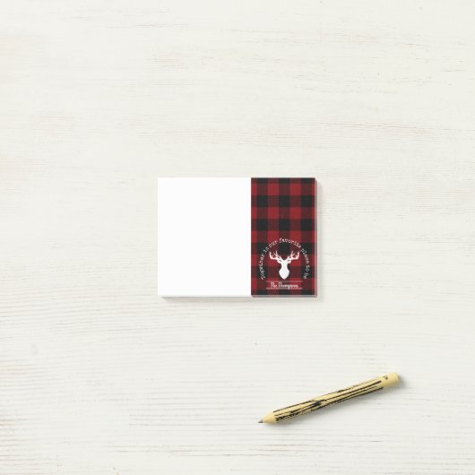 Personalisierter Rot-Schwarz-Buffalo-Karo Post-it Klebezettel (Auf Schreibtisch)