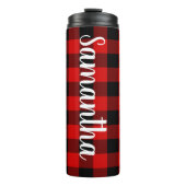 Personalisierter Rot-Schwarz-Buffalo-Karo Thermosbecher (Vorderseite)