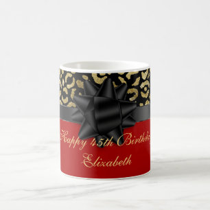 Personalisierter Rot Schwarz Gold Leoparden Druck  Kaffeetasse