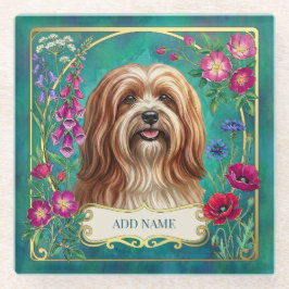 Personalisierter Rot-Weißer Lhasa Apso Glasunterse Glasuntersetzer