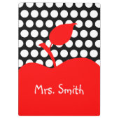 Personalisierter Rotapfelschwarz und weißer Polka- Klemmbrett (Rückseite)