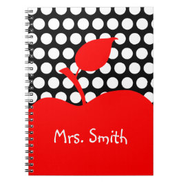Personalisierter Rotapfelschwarz und weißer Polka- Notizblock