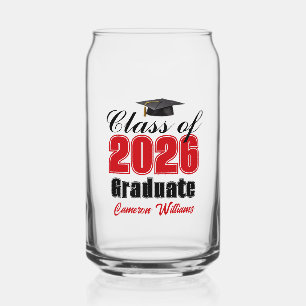 Personalisierter roter Abschluss Class of 2026 Dosenglas