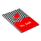 Personalisierter roter Apfelschwarz und Weiß Zickz Notizblock (Rechte Seite)