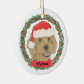 Personalisierter Roter Aprikose, goldener Dom Weih Keramik Ornament (Rechts)