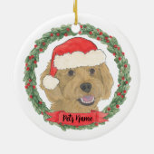 Personalisierter Roter Aprikose, goldener Dom Weih Keramik Ornament (Hinten)