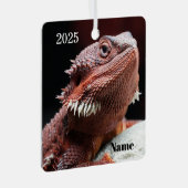 Personalisierter roter Bartdrache Ornament Aus Metall (Vorderseite Rechts)