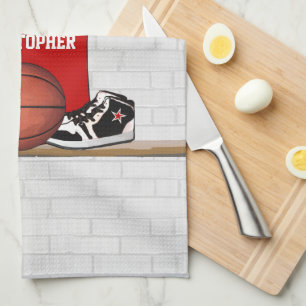 Personalisierter roter Basketball Jersey Handtuch