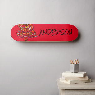 Personalisierter Roter Drache Skateboard