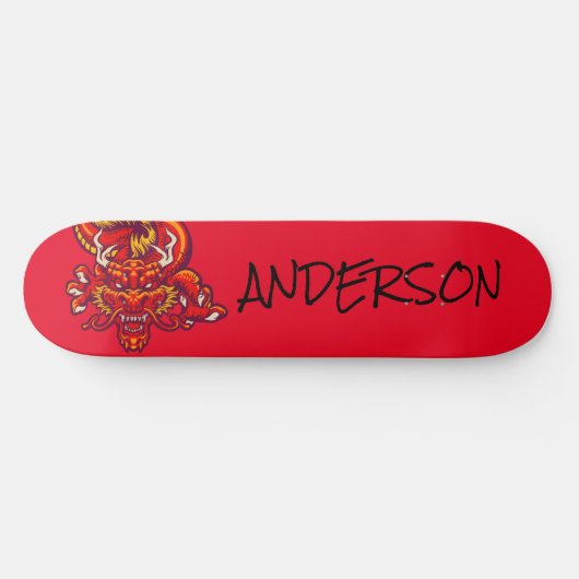 Personalisierter Roter Drache Skateboard (Horizontal)