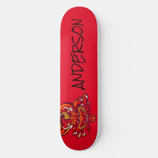Personalisierter Roter Drache Skateboard (Vorderseite)