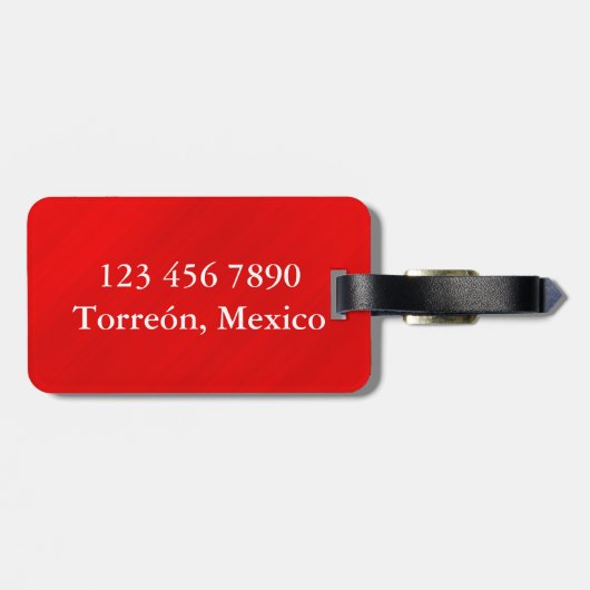 Personalisierter roter Glamour Doppelseitig Gepäckanhänger (Rückseite horizontal)