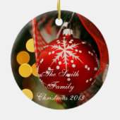 Personalisierter Roter Glittery Weihnachtsschmuck (Hinten)