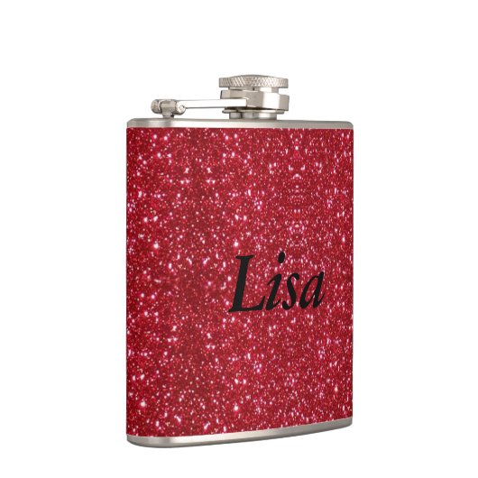 Personalisierter Roter Glitzer Flachmann (Rechts)