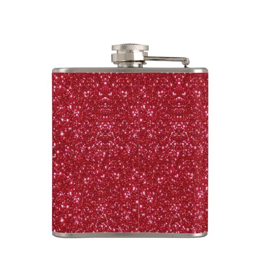 Personalisierter Roter Glitzer Flachmann (Rückseite)
