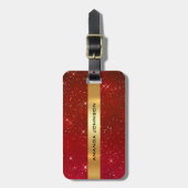 Personalisierter roter Glitzer Goldene Luggasse Gepäckanhänger (Vorderseite vertikal)