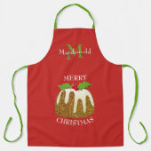 Personalisierter Roter Glitzer Pudding Weihnachten Schürze (Vorderseite)