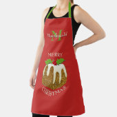 Personalisierter Roter Glitzer Pudding Weihnachten Schürze (InSitu)