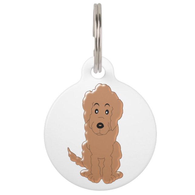 Personalisierter roter Goldendoodle Hundeentwurf Tiernamensmarke (Vorderseite)