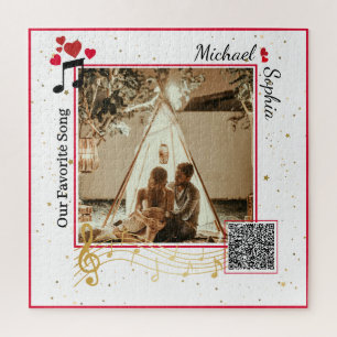 Personalisierter Roter & Goldener Moderner Foto-So Puzzle