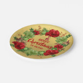 Personalisierter ROTER Goldfrohe WEIHNACHTEN Pappteller (Schrägansicht)