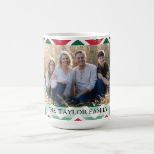 Personalisierter roter grüner Chevron-Foto-Familie Kaffeetasse