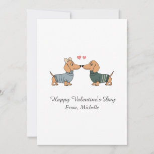 Personalisierter roter Herzen Dachshund Valentinst Feiertagskarte