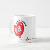 Personalisierter roter Herzluftballon mit chinesis Kaffeetasse (Vorderseite Links)