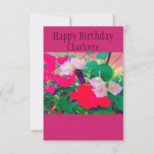 Personalisierter Roter Hibiskus zum Geburtstag Karte (Vorderseite)