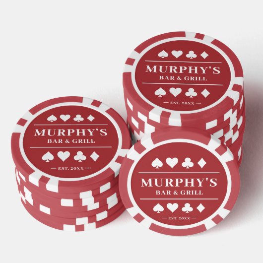 Personalisierter Roter Individuelle Name Vegas Cas Pokerchips (Stapel)