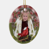 Personalisierter Roter Kardinal Foto Ornament (Rechts)
