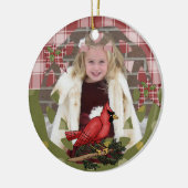 Personalisierter Roter Kardinal Foto Ornament (Links)