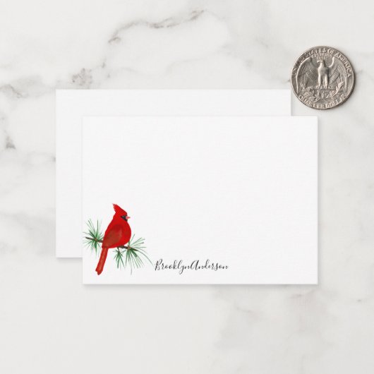 Personalisierter roter Kardinal Mitteilungskarte (Vorderseite/Rückseite Beispiel)