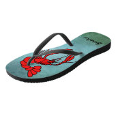 Personalisierter Roter Krebs Badesandalen (Schrägansicht)