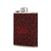 Personalisierter Roter Leopard-Skin Flachmann (Links)